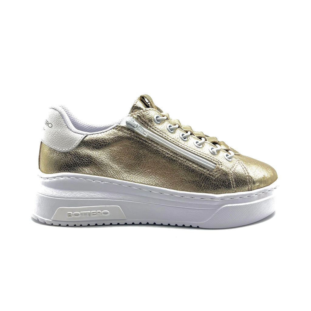 Bottero couro napa tenis blanco dorado